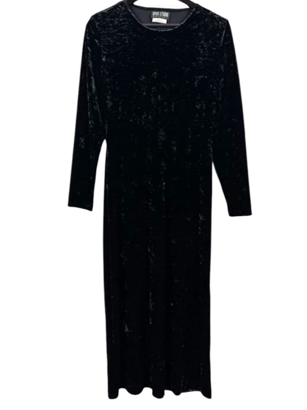 Byer VTG Black Velvet Long Sleeve Maxi Dress Size 8 Made in USA